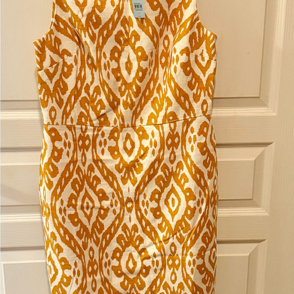 NWT Size 6 Petite Ann Taylor Mustard and Cream Midi Dress